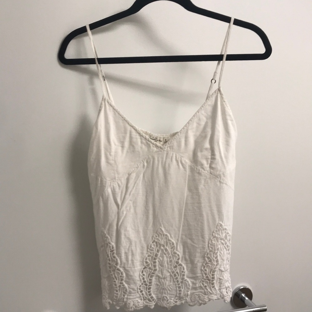 White embroidered appliqué tank top